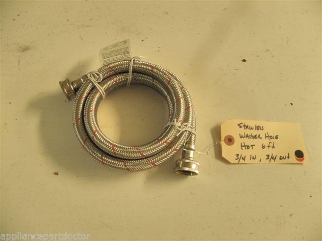 WASHER STAINLESS BRAIDED HOSE HOT WATER 6, 3/4 WASHER STAINLESS BRAIDED HOSE HOT WATER 6, 3/4
